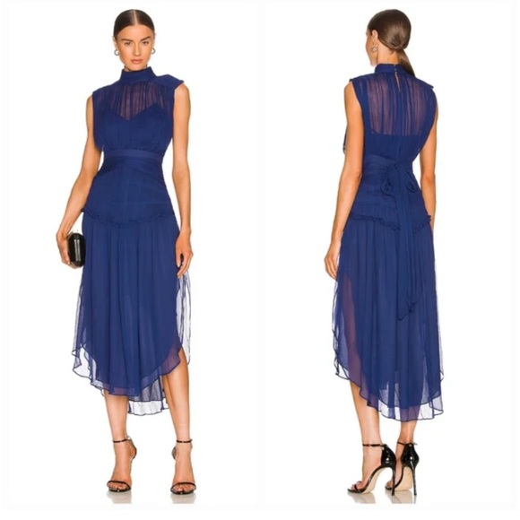 Blue Shona Joy Clemence High Neck Dress - Picture 2 of 4